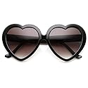 zeroUV Oversized Heart Shaped Sunglasses UV400 Cute Trendy Love Fashion Eyewear for Women 52mm (Black)