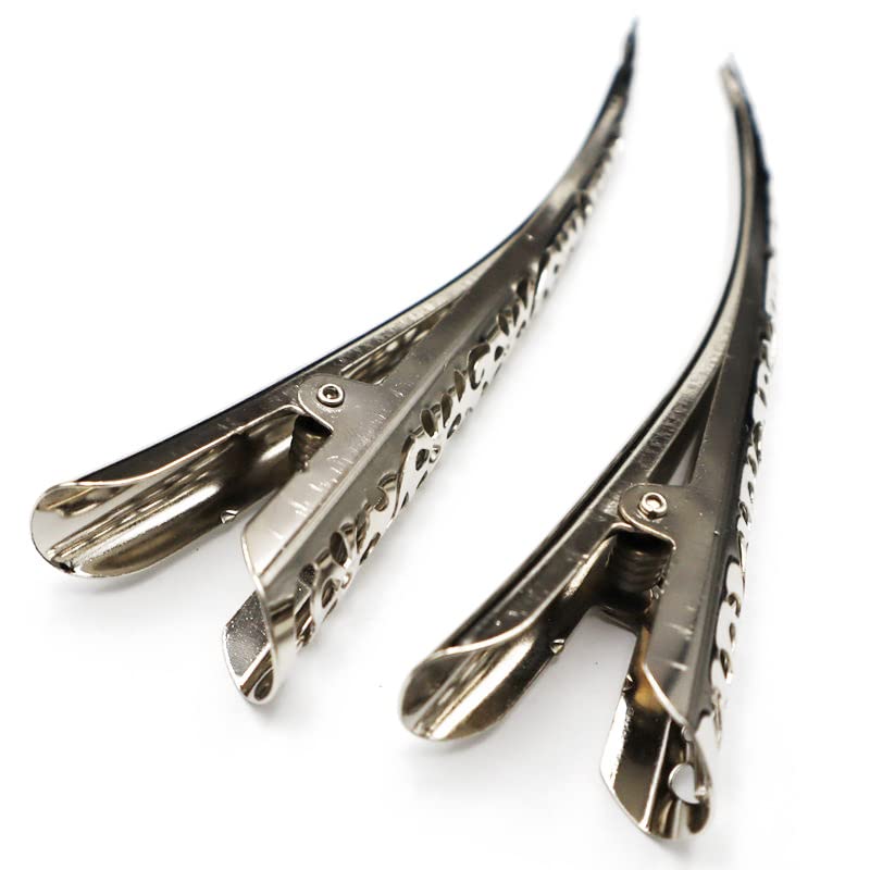 4 Pack Strong Hollow Bite force Alligator Metal Hair Clips 5.3" Large Duckbill Clips Hair Barrettes with Teeth Hair Pins Hair Slide Stylish for Women