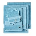 Lacoste Heritage Supima Cotton 6-Piece Towel Set, 2 Bath Towels, 2 Hand Towels, 2 Washcloths, Celestial Blue - Highly Absorbent & Quick Drying…