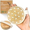 CSM Dry Brushing Body Brush for Lymphatic Drainage - Natural Boar Bristle Exfoliating Brush Set with Face Brush for Cellulite, Circulation & Glowing