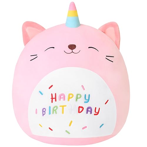 SQEQE Cat Plush Toy Unicorn Cat Stuffed Animal Cute Birthday Cat Plushies Pillow Soft Plushie Doll Gifts for Kid Decor(Pink Caticorn, 10 Inch)