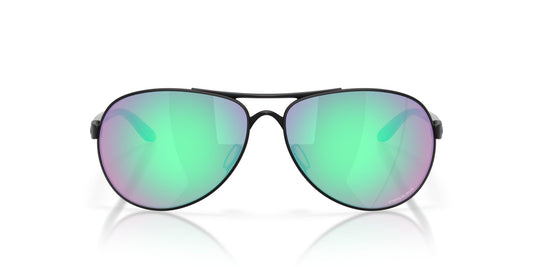 Oakley Women's OO4079 Feedback Polarized Aviator Sunglasses, Satin Black/Prizm Golf, 59 mm
