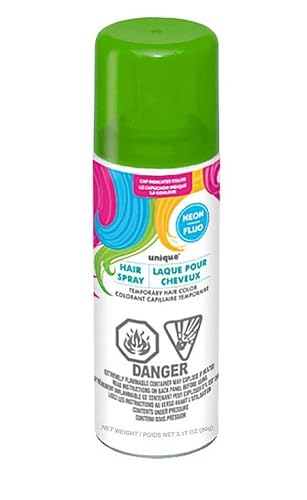 Green Neon Hair Spray - Perfect for Your Bold Standout Look & Special Events,- 3.17 fl oz (1 Pc)