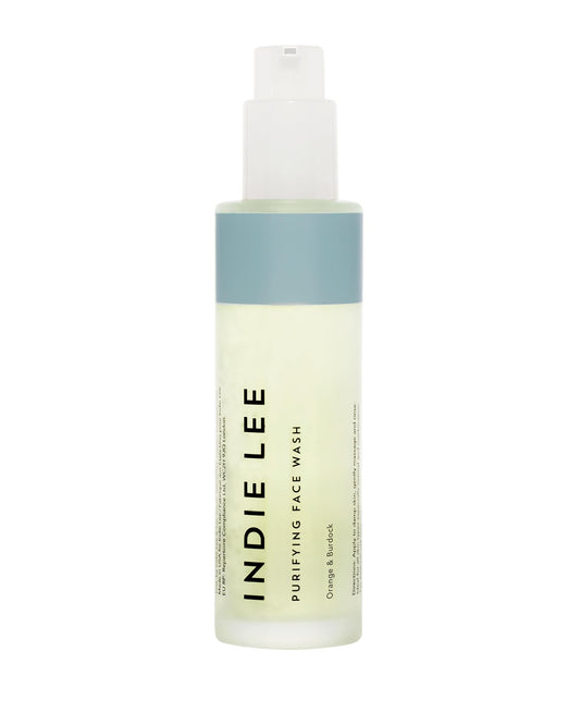 Indie Lee Purifying Face Wash - Hydrating Facial Cleanser + Makeup Remover - With Orange, Lavender, Burdock + Jasmine - Foam Face Wash for All Skin