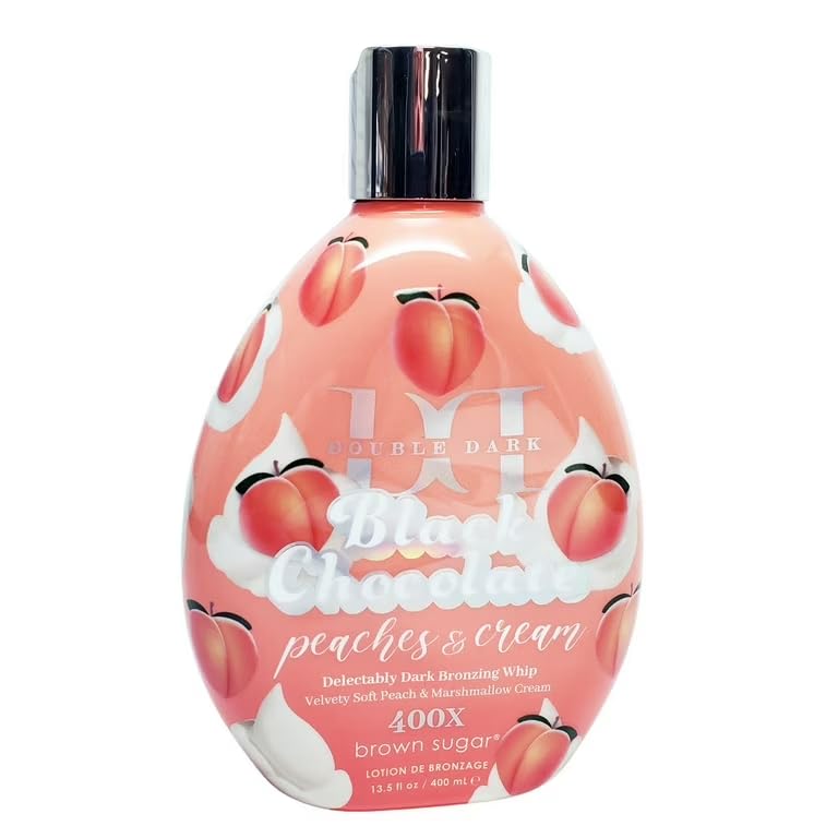 Brown Sugar Peaches & Cream 400X Double Dark Black Chocolate Bronzing Whip Tanning Lotion - Ultra Rich Skin Softening Formula for Deep, Long-Lasting