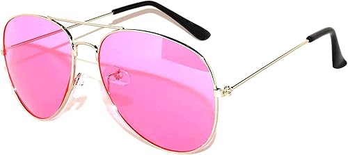Classic Aviator Style Sunglasses Pink Gradient Lens Metal Silver Frame Ladies