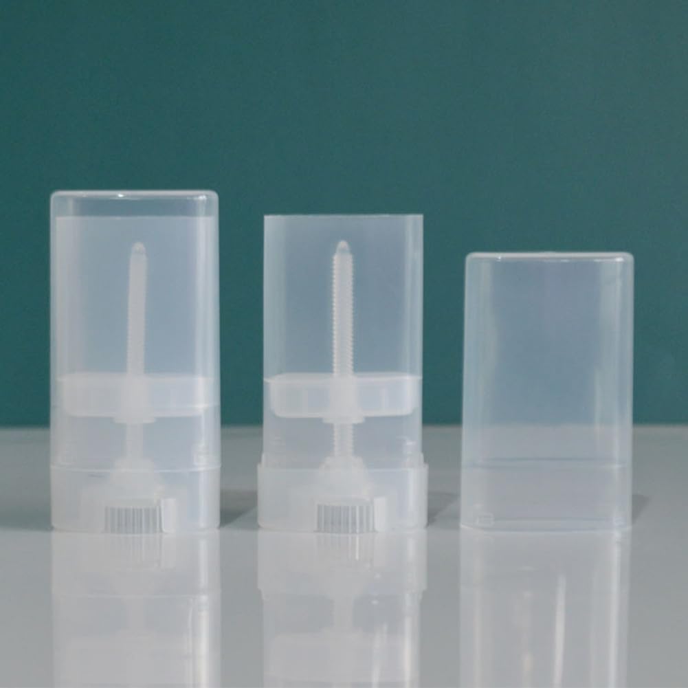 Elandy 15ml Empty Oval Lip Balm Tubes Deodorant Containers Lip Balm Tubes Lip Gloss Container Holder With Caps Clear/White Pack of 6pcs (Transparent)