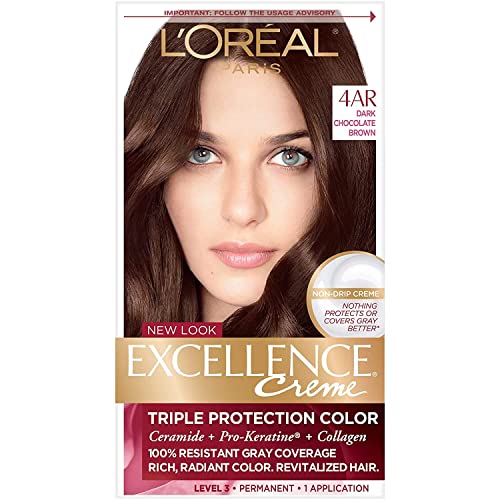 L'Oreal Paris Excellence Creme Triple Protection Hair Color, Dark Chocolate Brown [G15] 1 ea (Pack of 4)