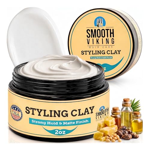 Smooth Viking Hair Clay for Men Strong Hold Matte Finish Pomade Texture Styling Paste Natural Thickening Hair Product Easy Wash Out All Type Hairs 2oz Beauty and Personal Care SMOOTH VIKING BEARD CARE Default Title