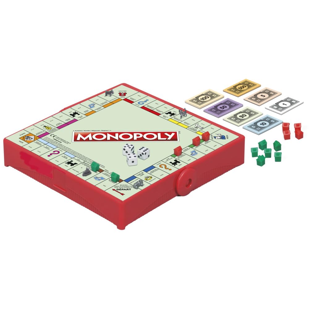 Monopoly Grab and Go Game for Ages 8 and Up, Travel Game for 2-4 Players