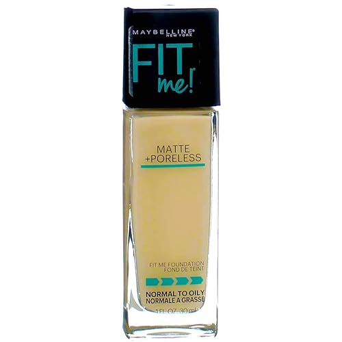 Maybelline New York Fit Me! Matte + Poreless Foundation, Porcelain [110] 1 oz (Pack of 3)
