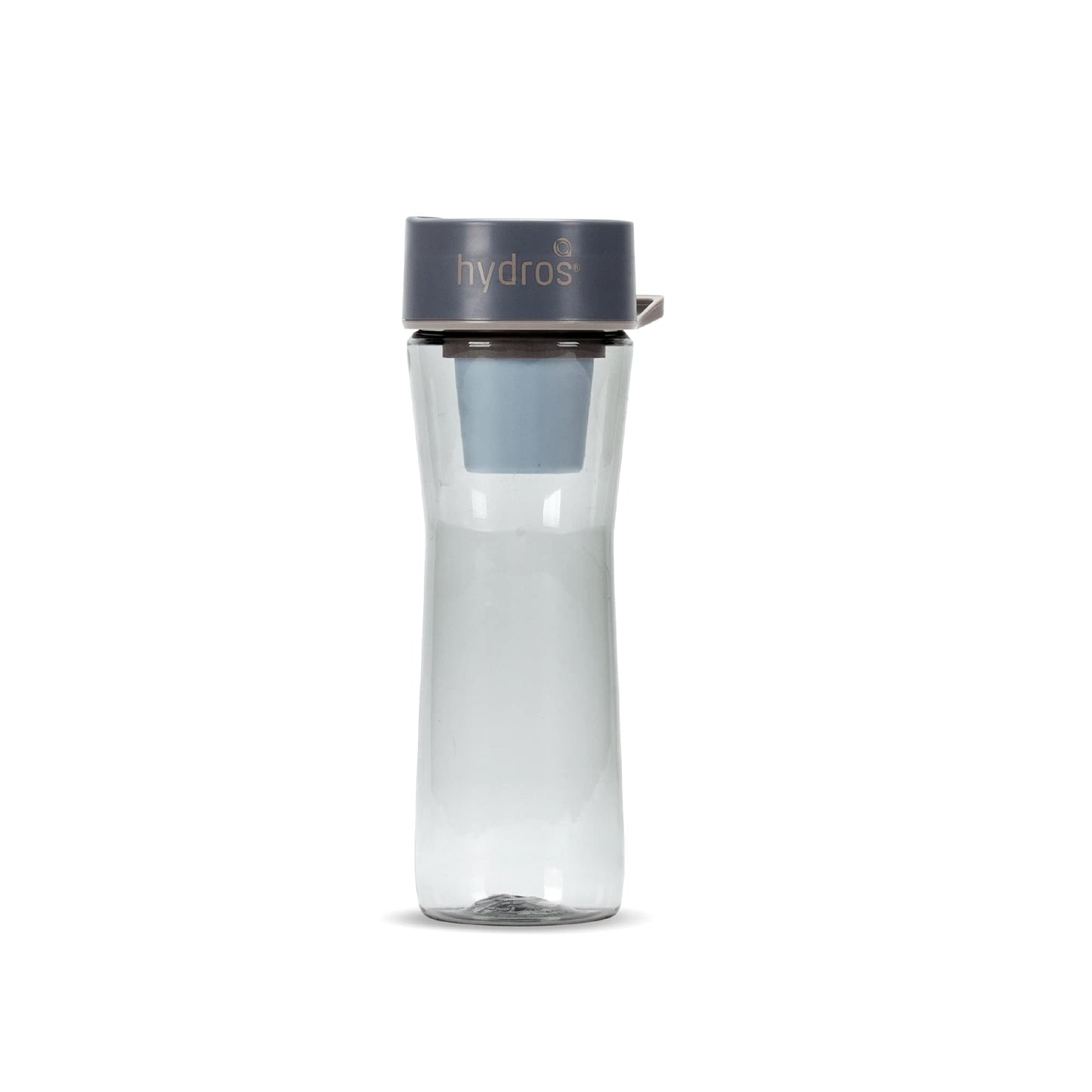 Hydros Water Filter Bottle, 20 Oz, Patented Fast Flo Tech, Dishwasher Safe, 20 Second Quick Fill, Leak Proof, BPA Free, Grey