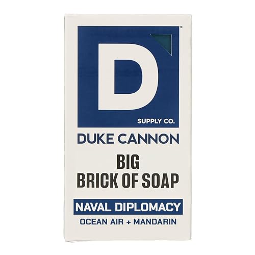 Duke Cannon Naval Diplomacy Big Brick of Soap - Ocean Air and Mandarin Scent - 10oz Bar Soap for Men Long -Lasting - Triple-Milled - Moisturizing