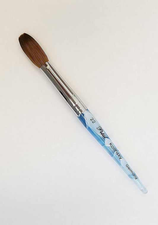 Blue Handle CRIMPED 100% Kolinsky Acrylic Nail Brush (Crimped 22) Beauty & Personal Care Blue Handle
