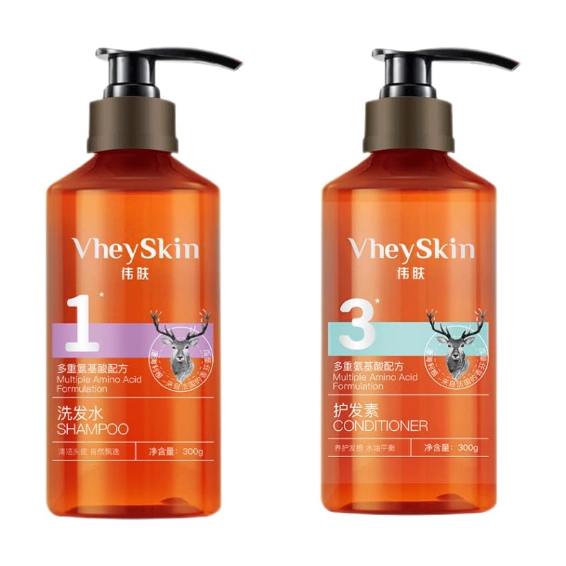 VheySkin Multiple Amino Acid Formulation Shampoo and Conditioner Set, Zero Silicone Oil, Panhailigen Fragrance, 300ml Each