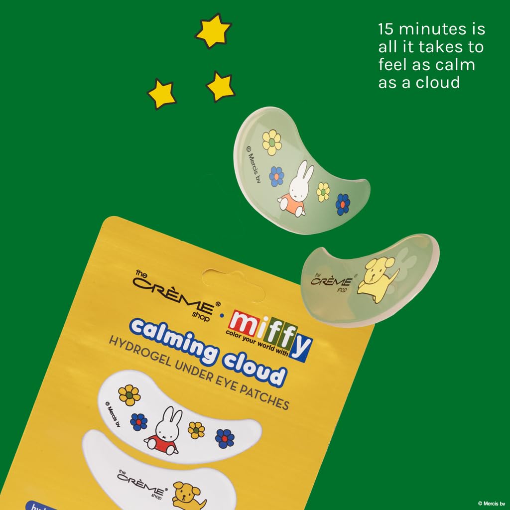 The Crème Shop x Miffy Calming Cloud Hydrogel Under Eye Patches - 5 Korean Skincare Eye Masks with Hyaluronic Acid & Lavender, for Dark Circles, Puffy