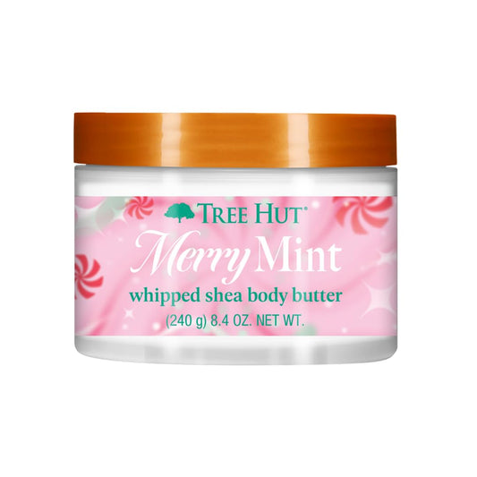 Tree Hut Merry Mint Whipped Shea Body Butter, Long-lasting Hydration Leaves Skin Feeling Soft & Moisturized, Lightweight, Nourishing Essential Body