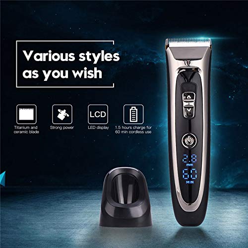 HIONJIN Professional Barber Electric Hair Trimmer LED Display Men Clipper Ceramic Blade Hair Cutting Machine, Hair Cutter Beauty and Personal Care HIONJIN