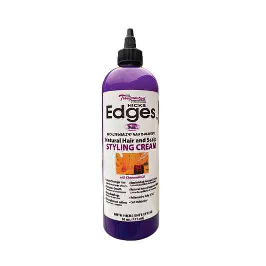 HICKS Edges Natural Hair and Scalp Styling Cream with Chamomile Oil - 16 oz, Purple w/white label, 1, 16.0 Ounce Beauty & Personal Care Ruth Hicks Enterprise