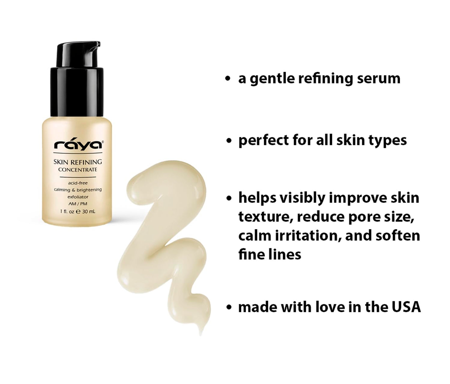 RAYA Skin Refining Concentrate (R-511) | Facial Serum for All Skin Types - Exfoliating, Pore-Minimizing & Complexion-Smoothing | Includes Vitamin C