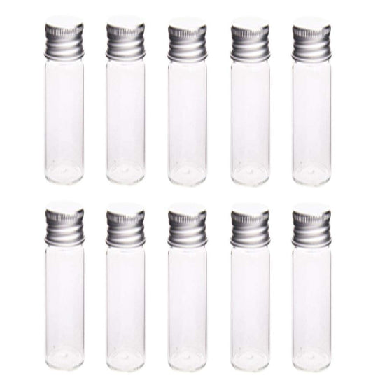 10Pcs Glass Sealed Bottle with Screw Aluminum Cap Clear Tiny Empty Sample Vials Glass Jars Containers Cute Wishes Bottle (20ml)