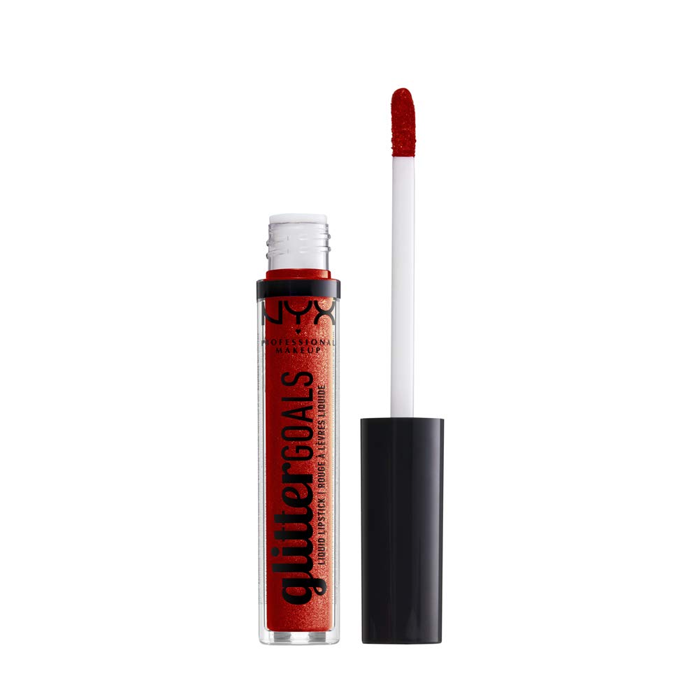 NYX PROFESSIONAL MAKEUP Glitter Goals Liquid Lipstick - Shimmy (Coral Orange With Gold Glitter)