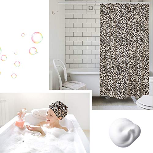 EleCharm Designer Reusable Shower Cap, Leopard Stylish Bath Cap Double Layers Waterproof Bathing Shower Hat