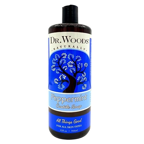 Dr. Woods Peppermint Liquid Castile Soap- Castile Soap with Pure Peppermint Oil, Body Wash for Men and Women, Contains Olive Oil, Natural Cleaner