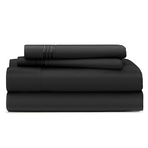 King Size Bed Sheets - Black Luxury Sheet Set - Deep Pocket - Super Soft Hotel Bedding - Cool & Wrinkle Free - 1 Fitted, 1 Flat, 2 Pillow Cases - King