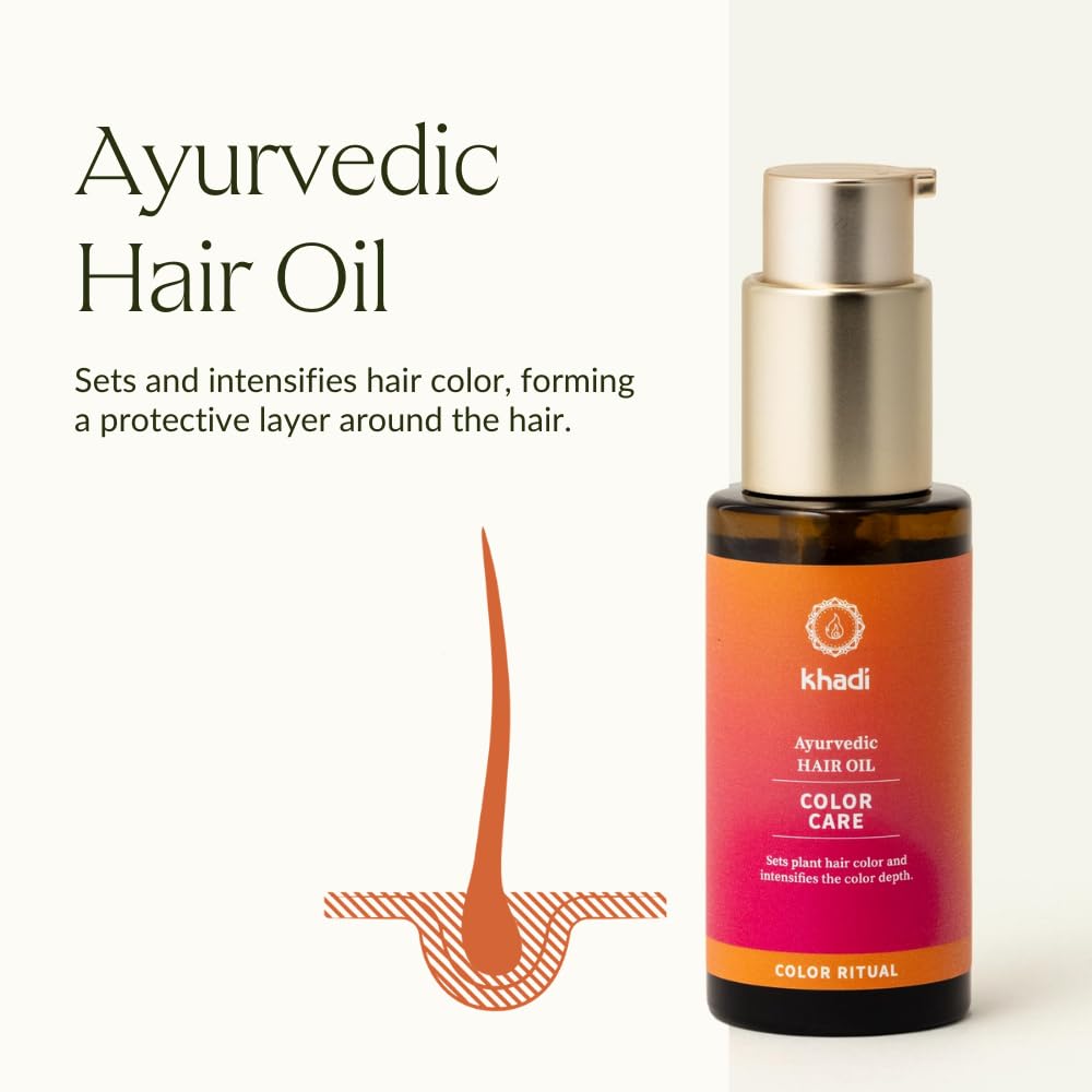 KHADI COLOR CARE Hair Oil - Hair treatment for fixing plant hair color - shine & UV protection - luminosity - 100% natural, plant-based & vegan