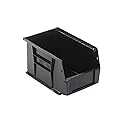 Quantum Storage Systems QUS221BR Ultra Stack & Hang Recycled Plastic Heavy Duty Part Organizer Black Bins 10" L x 6" W x 5" H 12 Pack