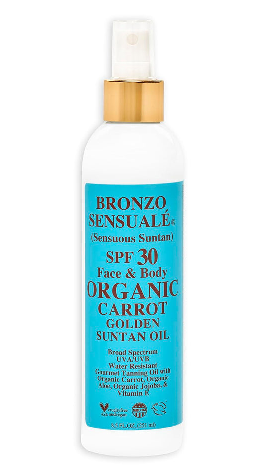 Bronzo Sensuale SPF 30 Sunscreen Protective Golden Tanning Organic Carrot Oil 8.5 Ounces
