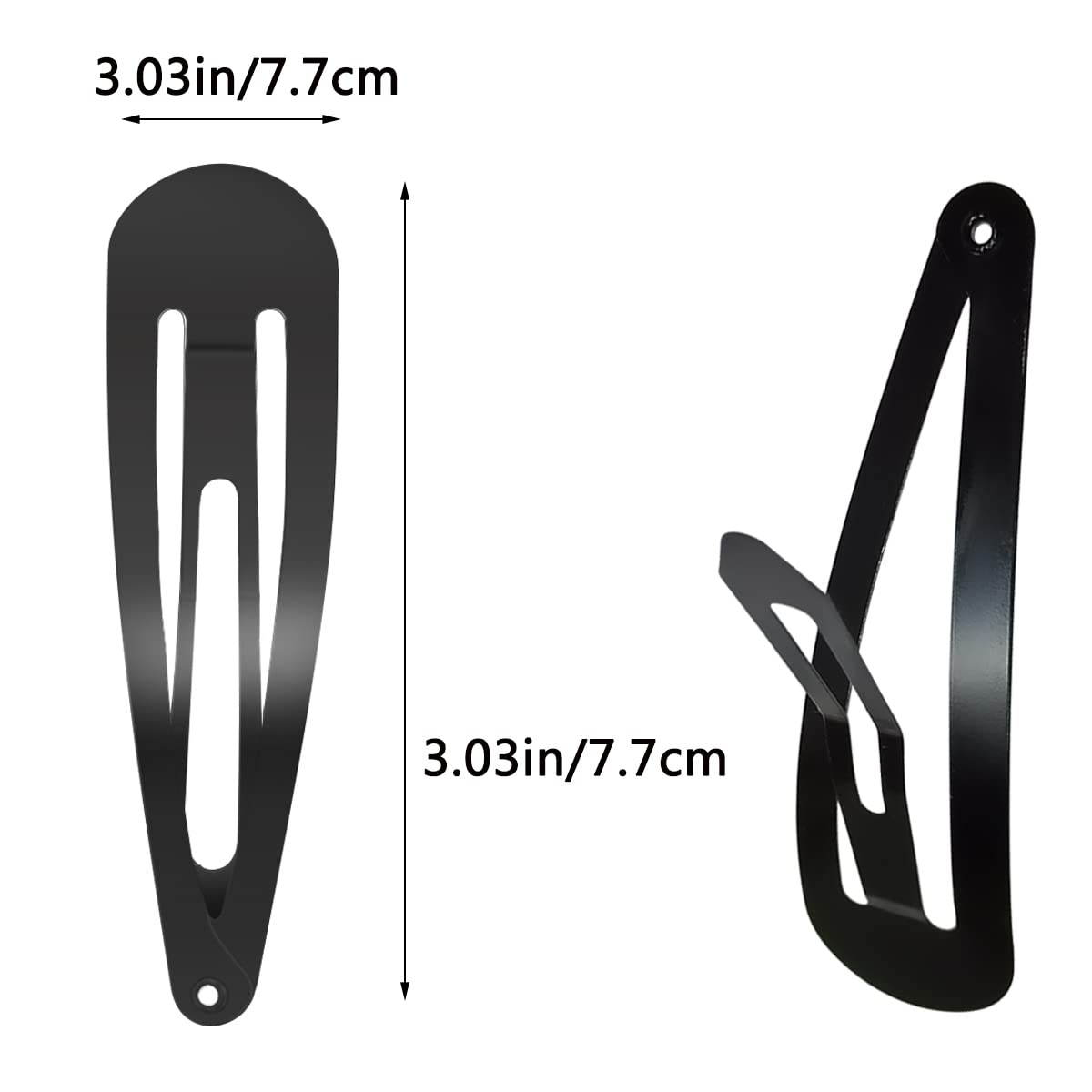 30 Pcs Snap Hair Clips, 3.1 Inch Big Size Barrettes Women No Slip Metal Snap Hair Clips Large Hair Pins(Black)