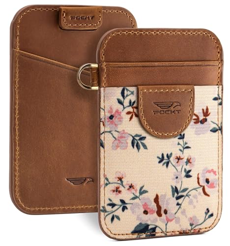 Pockt Slim Card Holder Wallet For Men And Women - Minimalist Front Pocket Elastic Credit Leather Rfid Blocking Case Wallets Bloom