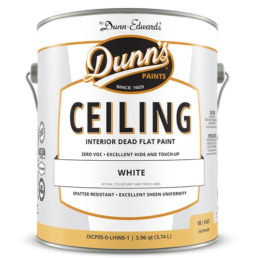 1 Gal Dunn-Edwards DICP05-0-LHW8-1 White Dunn's Paints SELECT Ceiling Interior Dead Flat Paint