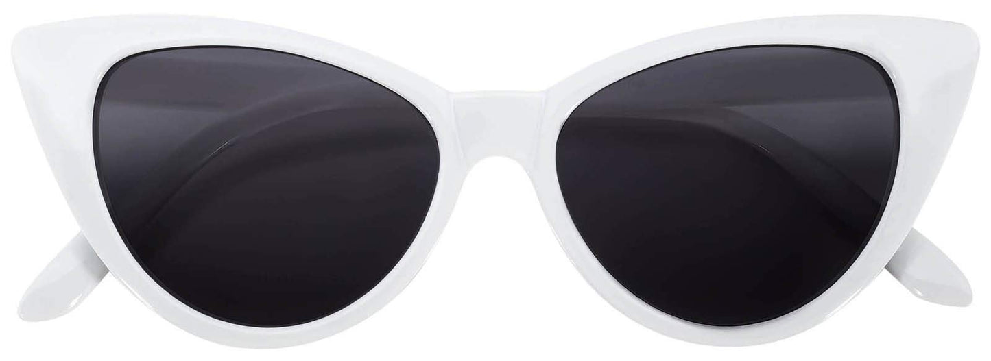 Online-Welcome OWL Vintage Cat Eye Sunglasses Smoke Lens White Frame