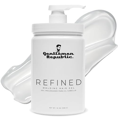 Gentlemen Republic 32oz Refined Hair Gel with Pump for Men - Premium Gel For Men Humidity Resistant & Alcohol-Free - All Day Shine and Hold for All