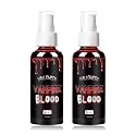 Halloween Fake Blood Spray, Blood Splatter Fake Blood Washable, Fake Blood for Clothes and Zombie Monster Vampire Clown, Cosplay Party Makeup, 2PCS