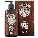 Viking Revolution Beard Wash Shampoo w/Argan & Jojoba Oils - Softens & Strengthens - Sandalwood Scent - 17 oz Shampoo