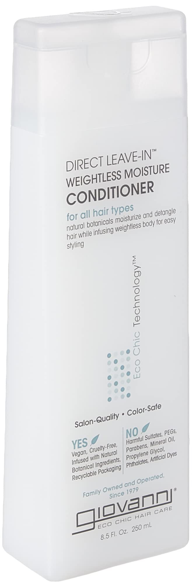 GIOVANNI Direct Leave In Weightless Moisture Conditioner - Co-Wash, Great for Curls & Wavy Hair, Wash & Go, Salon Quality, No Parabens, Infused