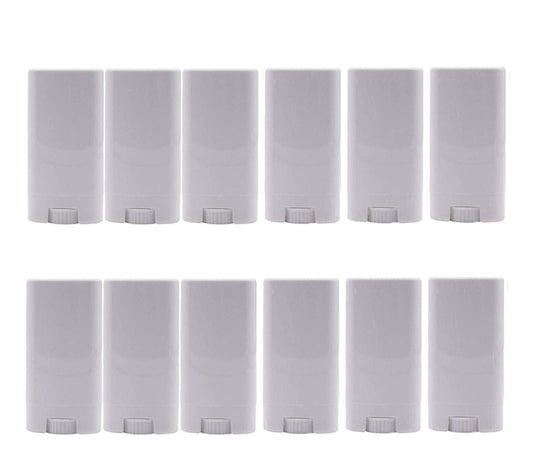 Healthcom 15pcs 15ml White Plastic Deodorant Containers 0.5 Oz New Empty Oval Lip Balm Tubes Twist-Up Deodorant Container for Lipstick Crayon Beauty and Personal Care Healthcom