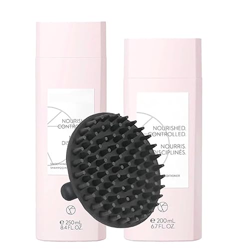 M Hair Designs Scalp Brush + Kera Silk Smoothing Shampoo & Conditioner (Bundle) - Frizz Control, Sulfate-Free, Keratin Hair Care for Smooth, Silky