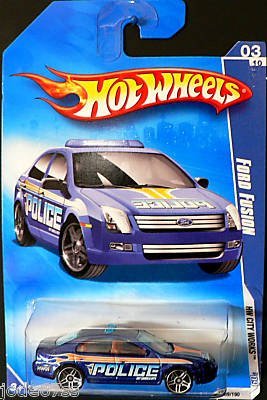 Hot Wheels 2009-109 Ford Fusion Blue Police HW City Works 3 of 10 1:64 Scale