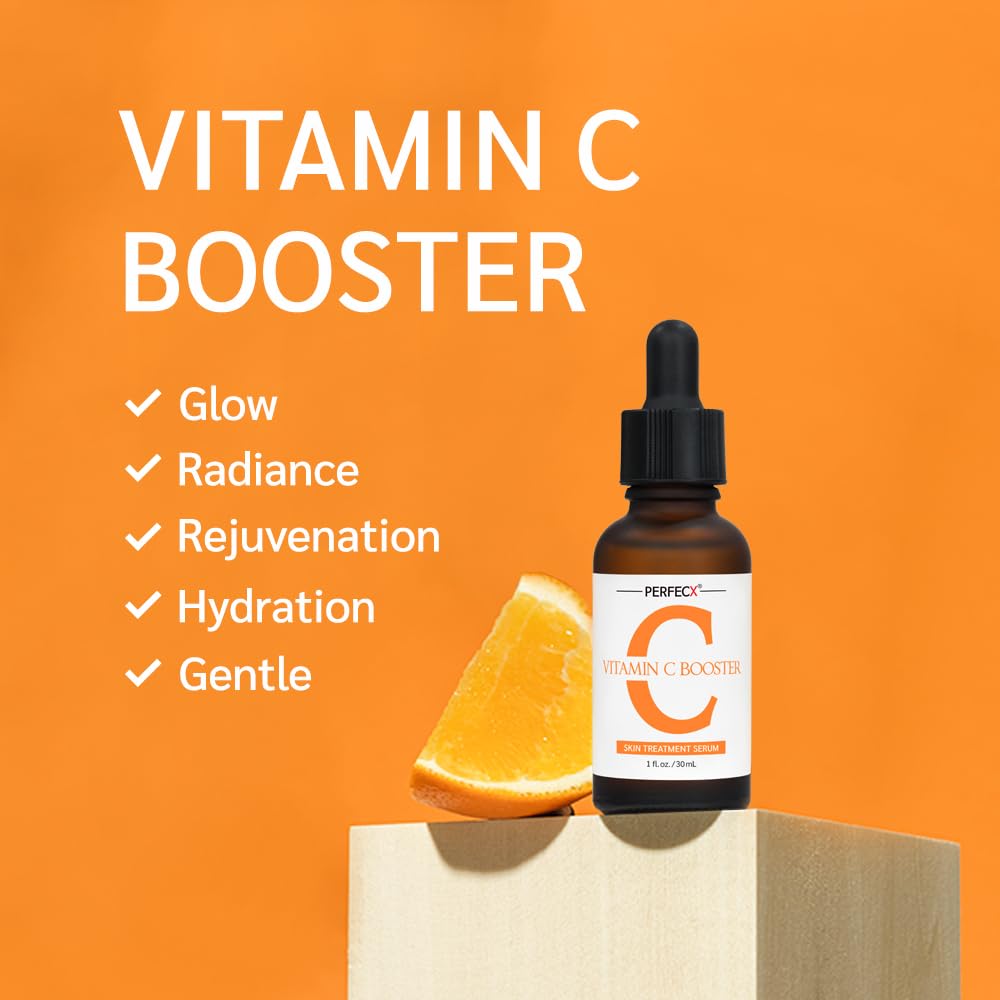Perfecx Vitamin C Booster Serum - Glowing, Rejuvenating & Enhancing Skin Radiance | Antioxidant | Lightweight | Korean Skincare (1 Fl Oz / 30ml)