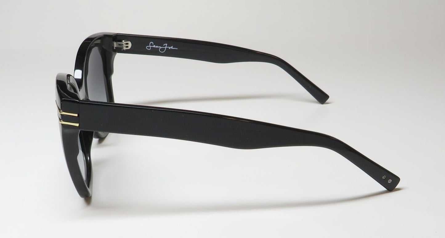 Sean John Sjlos2010 Cat Eye Sunglasses Glamorous Design Signature Logo Womens [55-18-145, black]