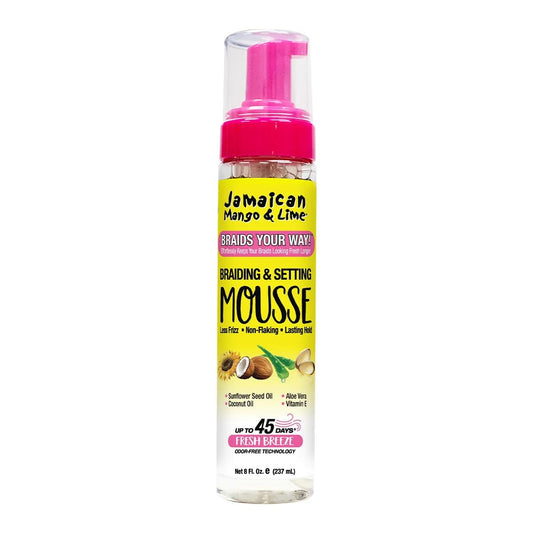 Jamaican Mango & Lime Braids Your Way Braid & Setting Mousse - Styling Mousse for Braids, Locs & Twists - Long-Lasting Hold, Frizz Control & Shine