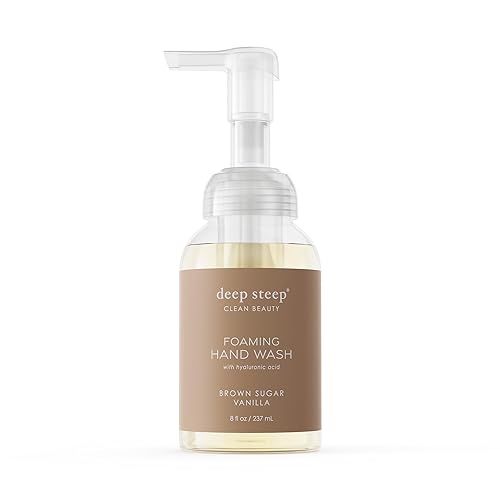 Deep Steep Foaming Hand Wash, Brown Sugar Vanilla, 8 oz - Gentle Cleanser with Aloe, Argan Oil, Shea Butter & Hyaluronic Acid - Vegan, Clean Beauty