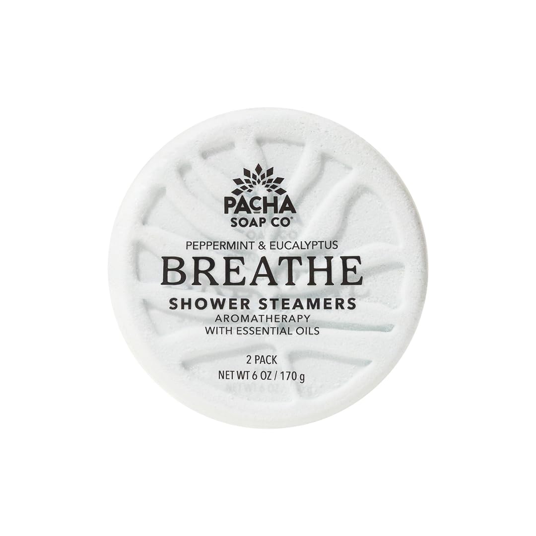 Pacha Soap Co. Shower Steamers - Breathe, Eucalyptus & Peppermint Scent, Essential Oil Aromatherapy Tablets for Relaxation & Self-Care, Handcrafted in Beauty and Personal Care Pacha Soap Co