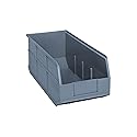 Quantum Storage K-SSB463GY-4 4-Pack Stackable Plastic Shelf Bin, 18" x 8-1/4" x 7", Gray