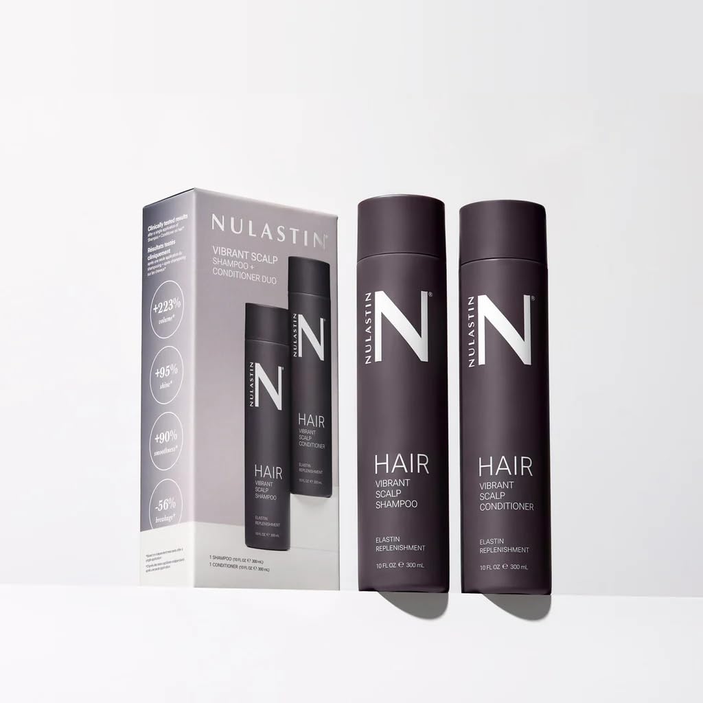 NULASTIN Shampoo + Conditioner Duo - Vibrant Scalp Shampoo (10 Fl Oz) & Vibrant Scalp Hair Conditioner (10 Fl Oz) for Fine Hair - Gift Set